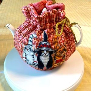 Handcrafted tea cosies one of a kind double insulated adjustable reversible